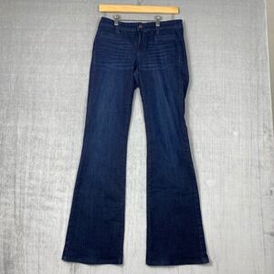 Banana Republic Womens Jeans Size 27 Midrise Blue Flare Wide Leg Whiskering Y2K